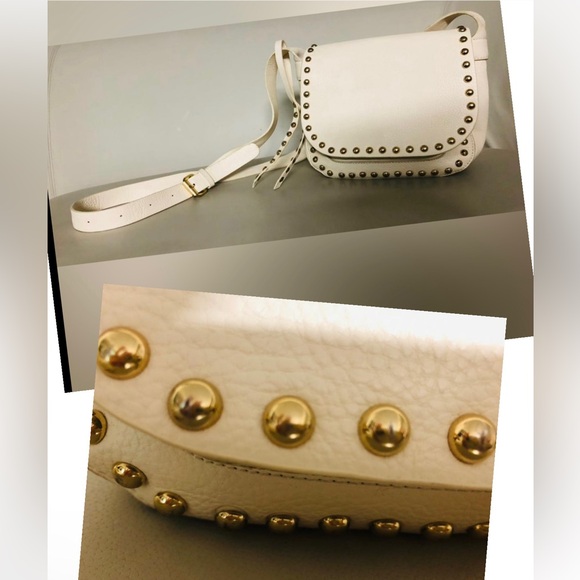 Charming Charlie Crossbody Purse Ivory magnetic zipp closure metallic embellishe - Picture 1 of 15